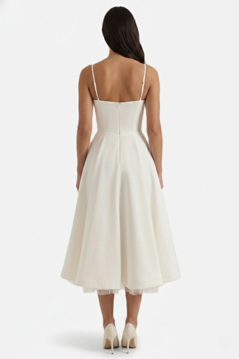 Womens Midi Dress Bustier Sweetheart Neckline Full Circle Tulle Hem