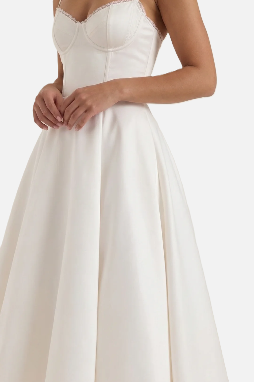 Womens Midi Dress Bustier Sweetheart Neckline Full Circle Tulle Hem
