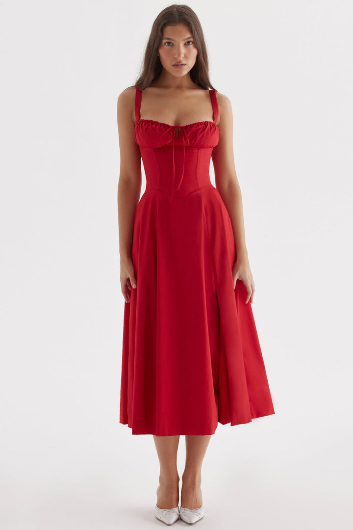 Womens Midi Dress Corset Bustier A-Line Style - Clovrio