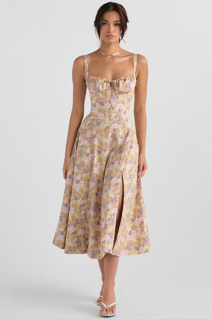 Womens Midi Dress Corset Bustier A-Line Style