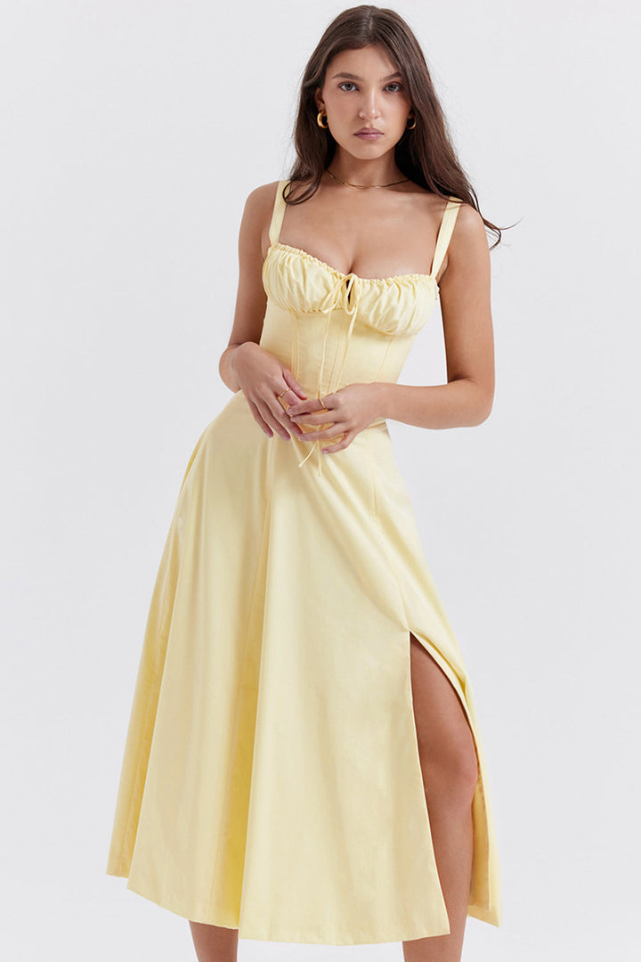 Womens Midi Dress Corset Bustier A-Line Style