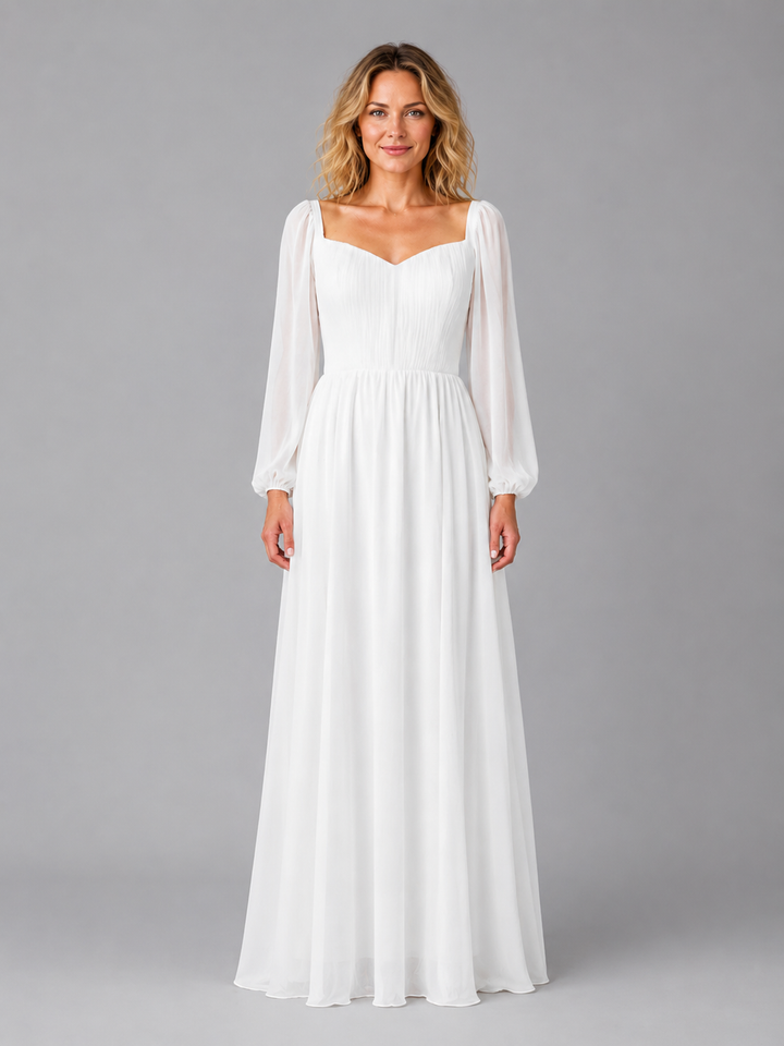 Women's Elegant Chiffon Long Sleeve Maxi Dress