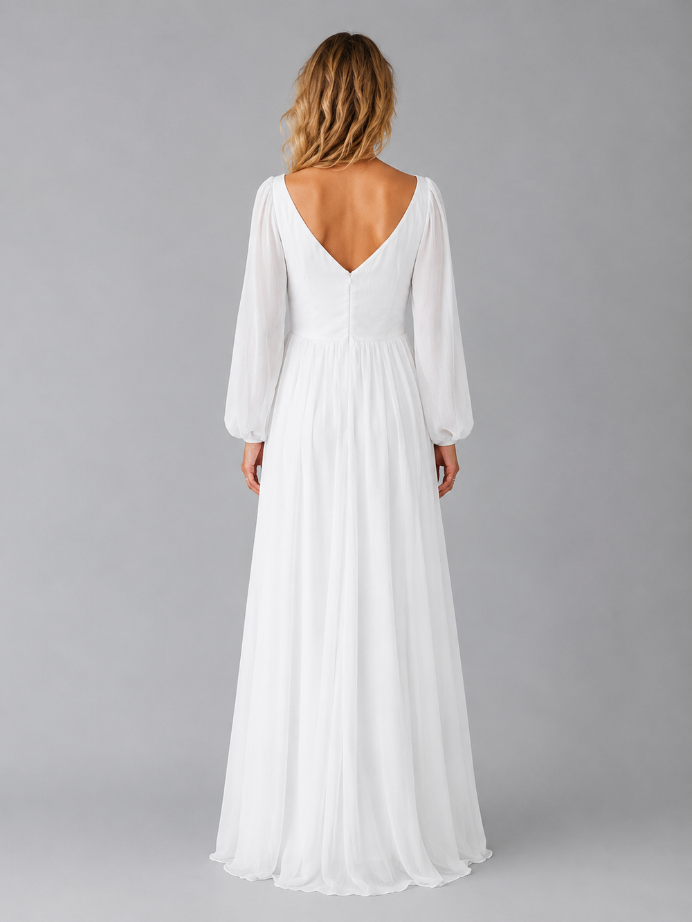 Women's Elegant Chiffon Long Sleeve Maxi Dress
