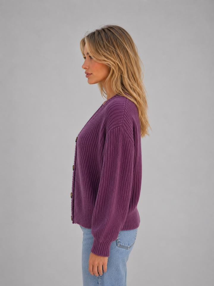 Women's Casual Ribbed Knit Button Front Cardigan
