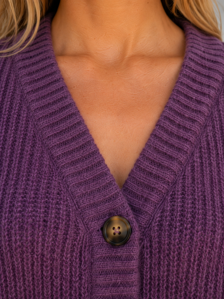 Women's Casual Ribbed Knit Button Front Cardigan