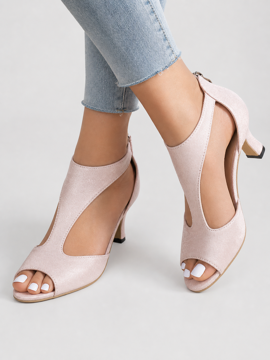 Women's Elegant Soft Suede Open-Toe Heels