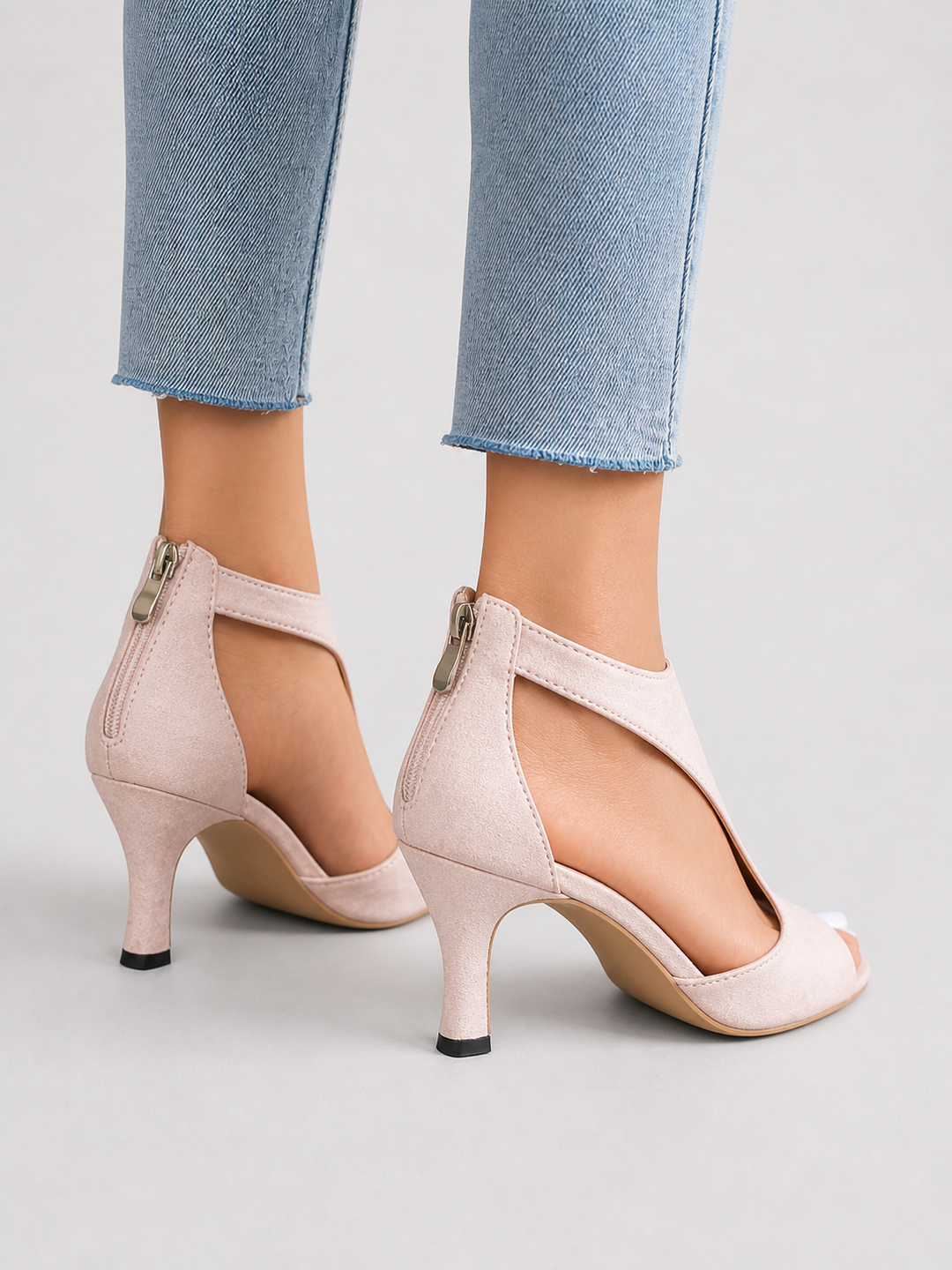 Women's Elegant Soft Suede Open-Toe Heels