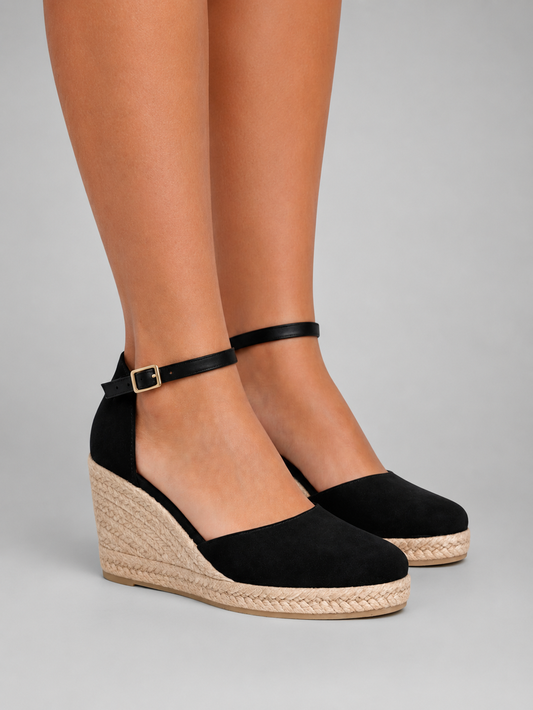 Women's Comfortable Leather Closed Toe Wedge Sandals with Ankle Strap