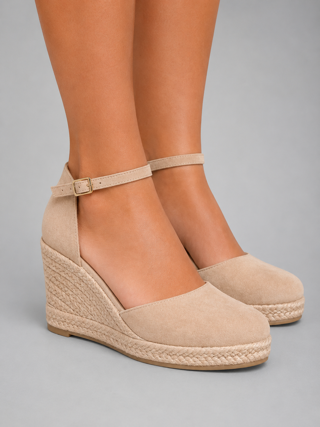 Women's Comfortable Leather Closed Toe Wedge Sandals with Ankle Strap