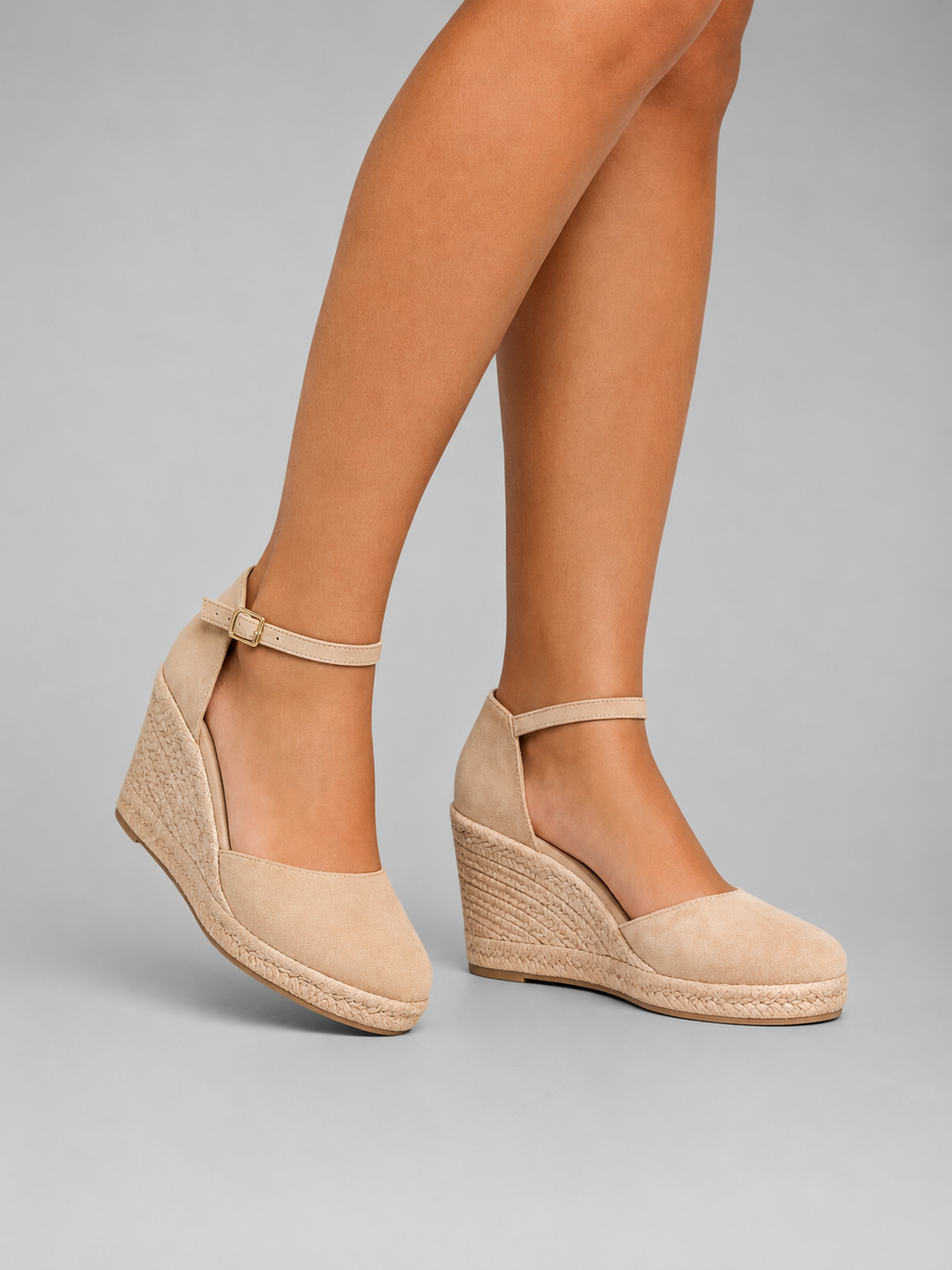 Women's Comfortable Leather Closed Toe Wedge Sandals with Ankle Strap