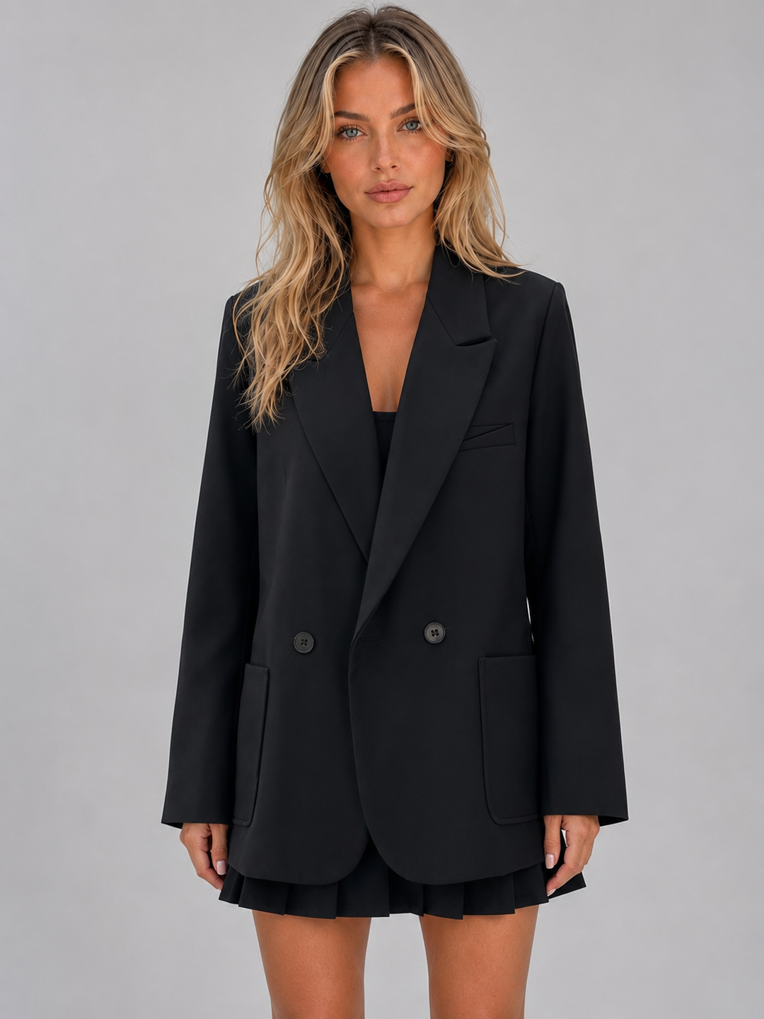 Women's Oversized Tailored Double Breasted Blazer Jacket