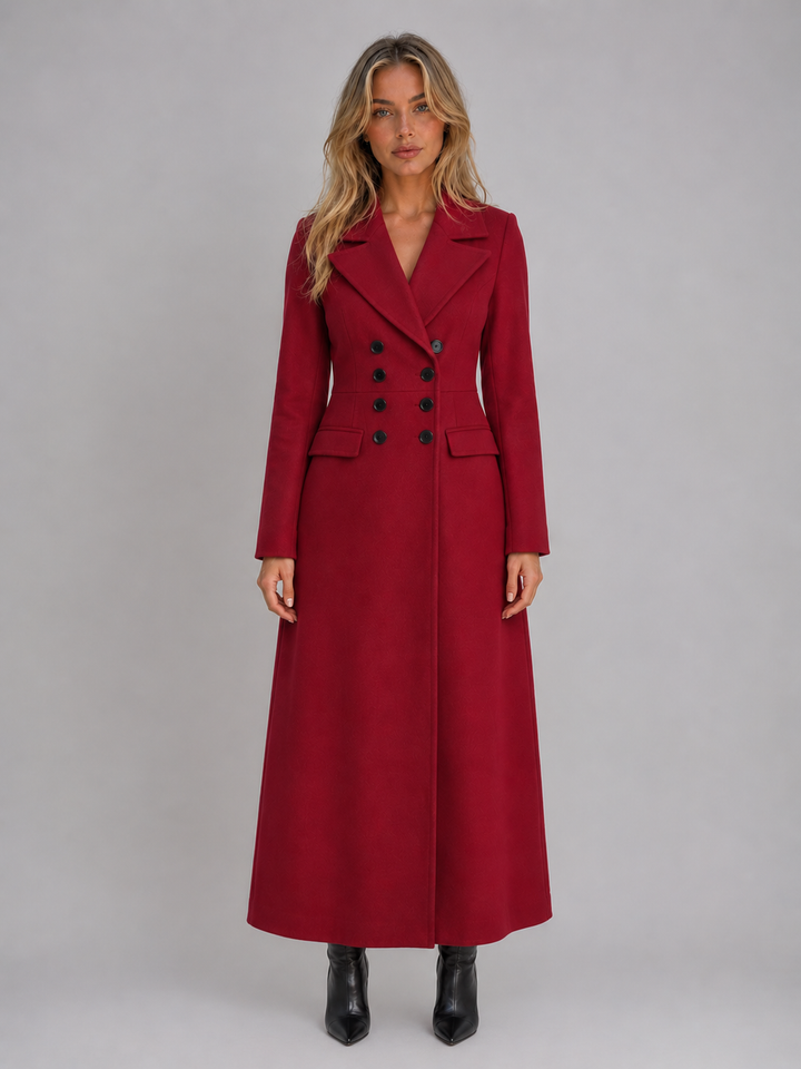 Women's Classic Wool Blend Tailored Double Breasted Maxi Coat