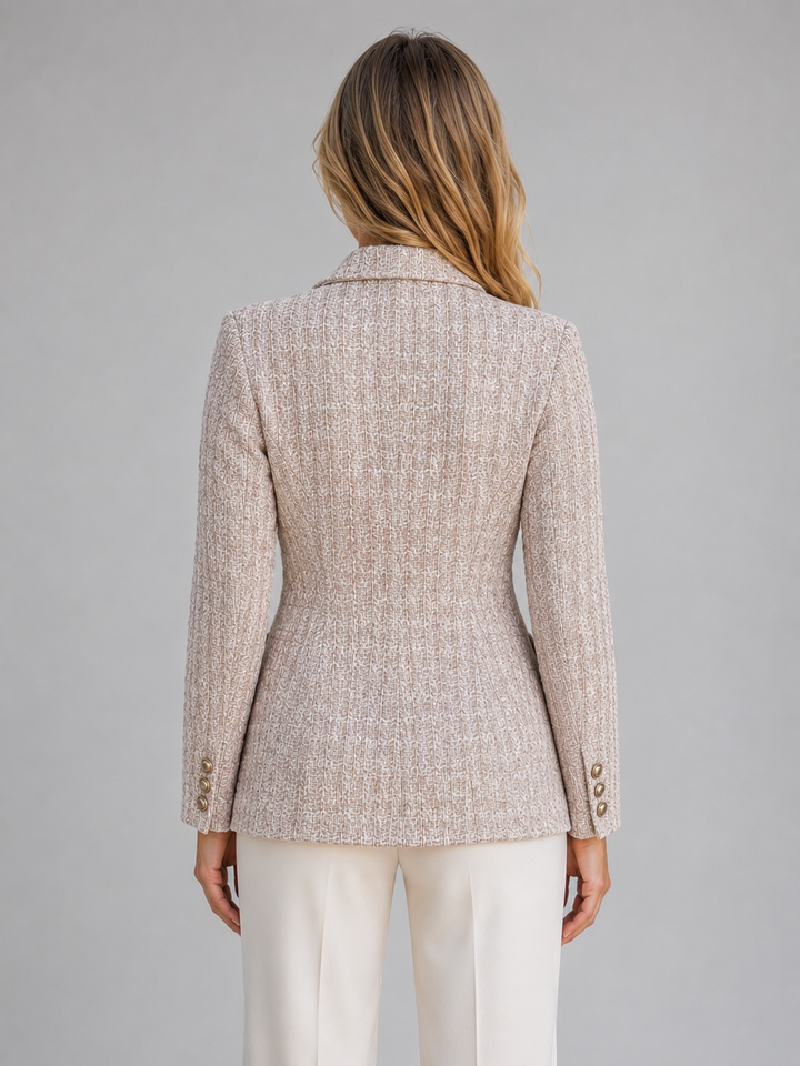 Women's Tailored Tweed Double Breasted Blazer Jacket
