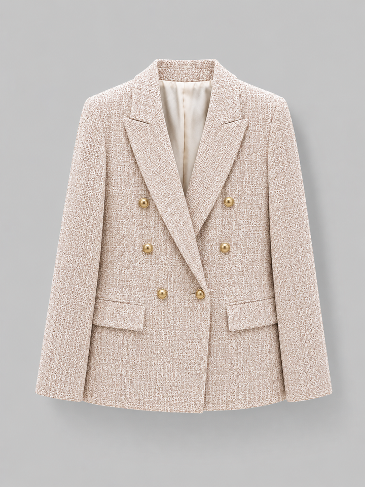 Women's Tailored Tweed Double Breasted Blazer Jacket