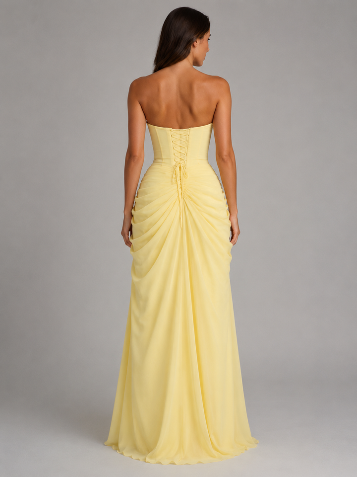 Women's Elegant Draped Corset Maxi Dress
