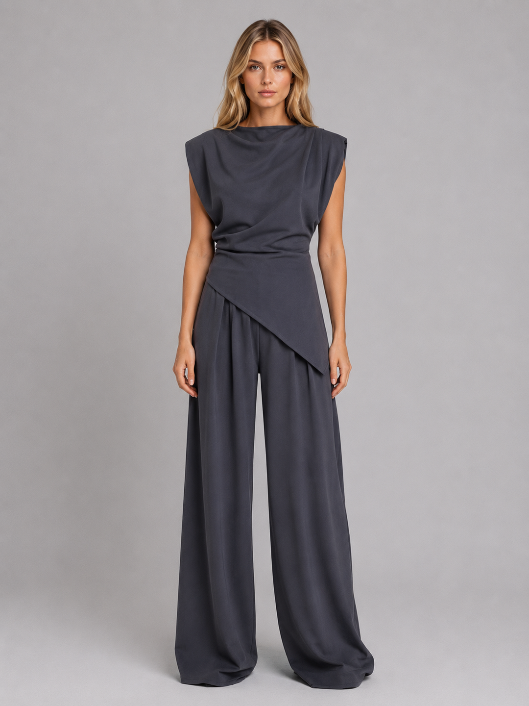 Women's Casual Draped Two-Piece Lounge Set