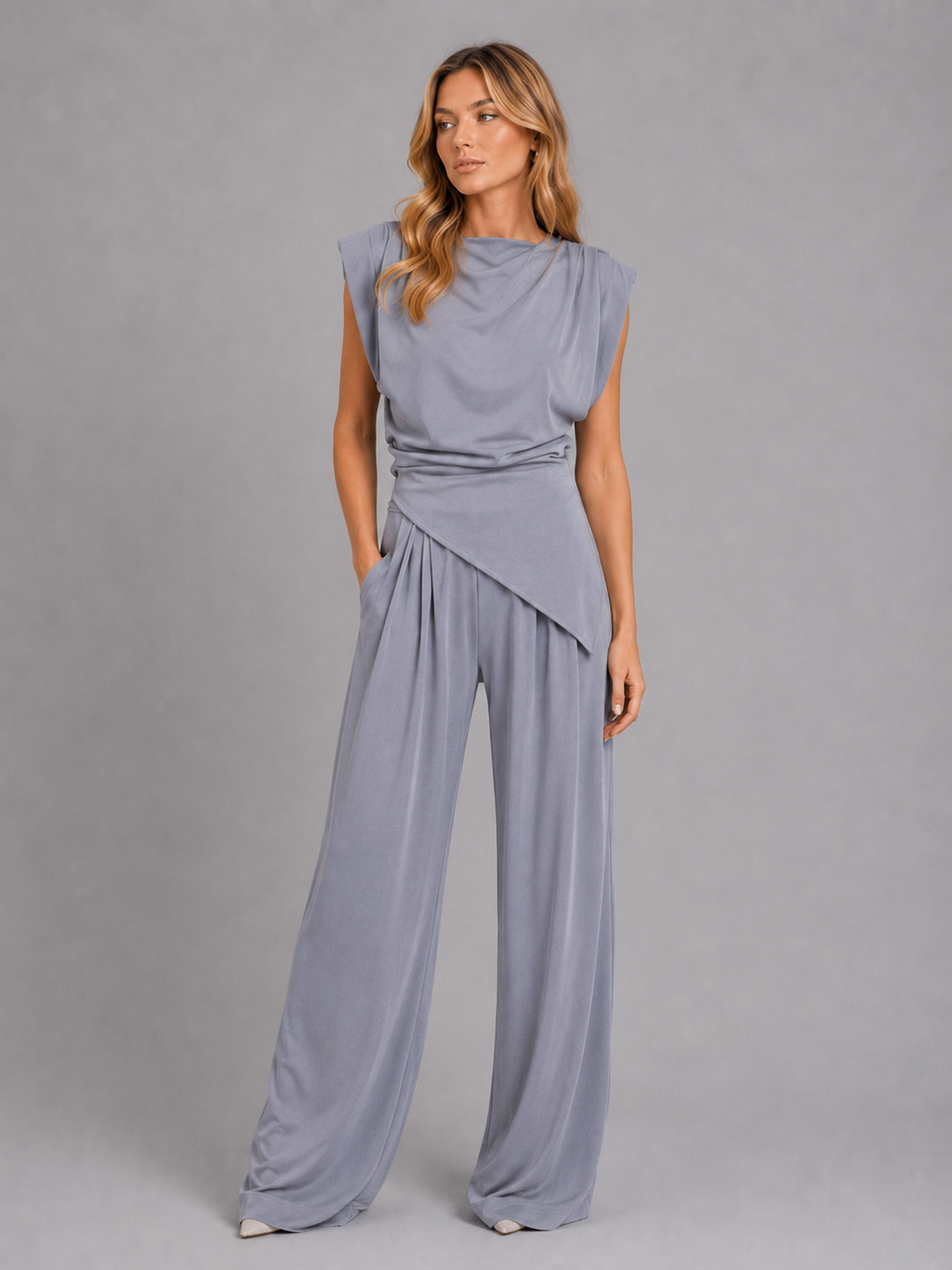 Women's Casual Draped Two-Piece Lounge Set