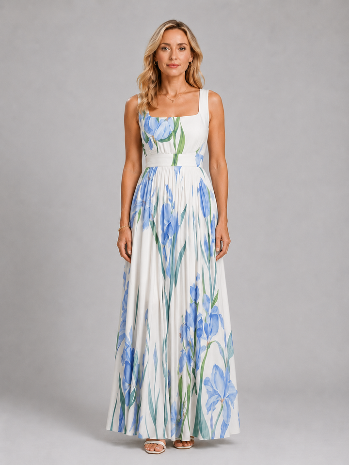 Women's Elegant Floral Maxi Dress with Flattering A-Line Fit