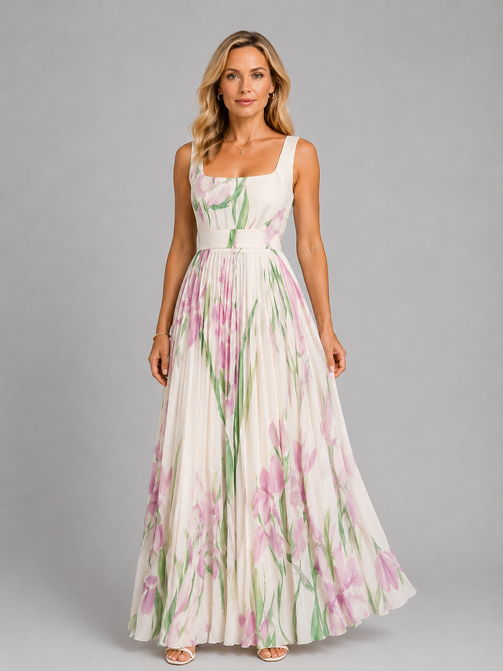 Women's Elegant Floral Maxi Dress with Flattering A-Line Fit