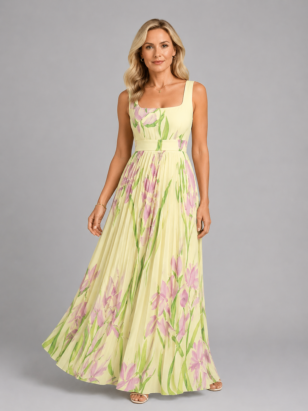 Women's Elegant Floral Maxi Dress with Flattering A-Line Fit