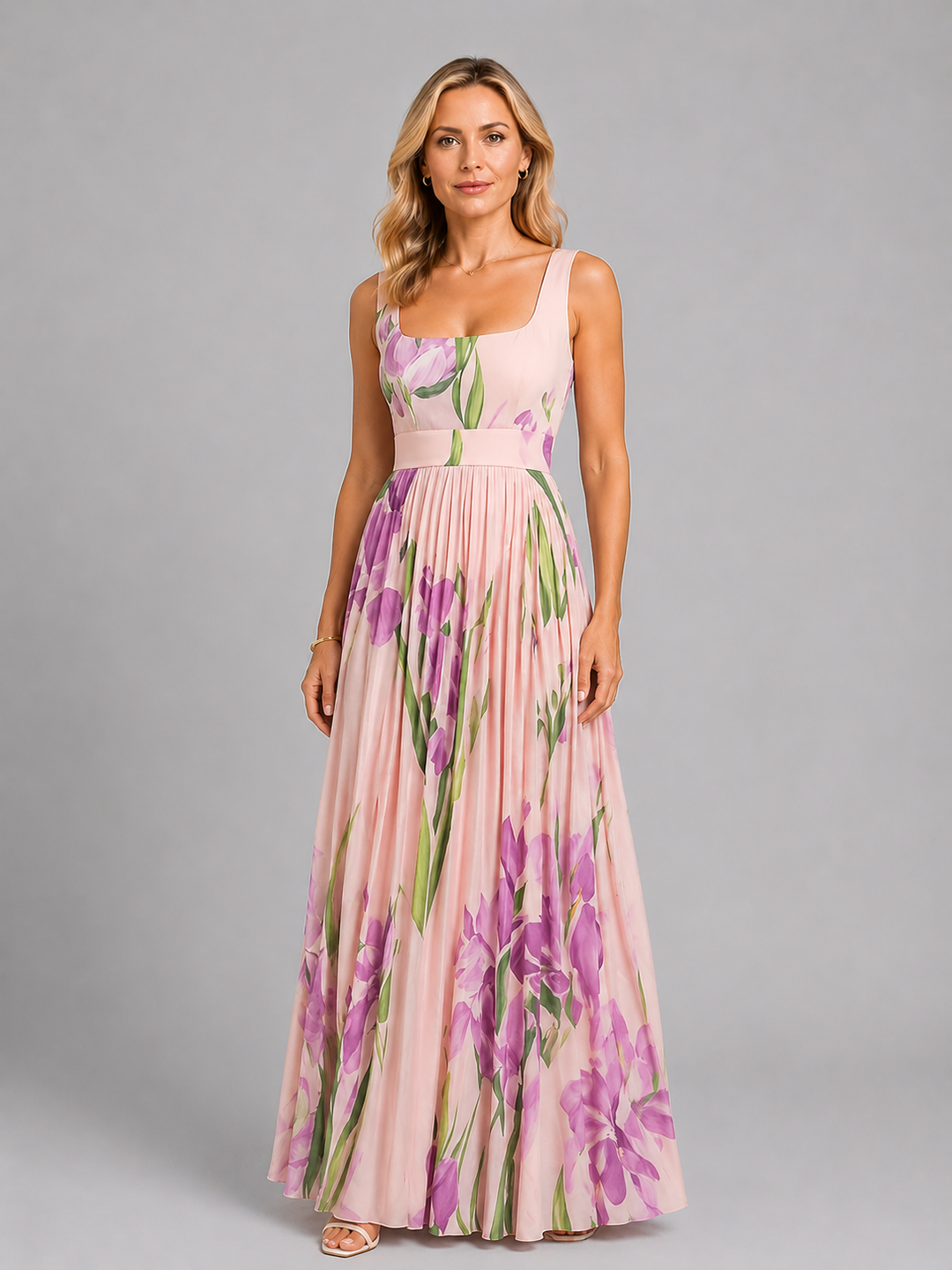 Women's Elegant Floral Maxi Dress with Flattering A-Line Fit