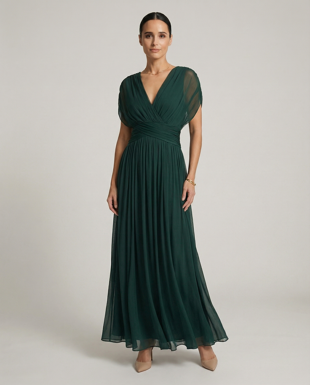 Women's Elegant Pleated Gradient Maxi Dress