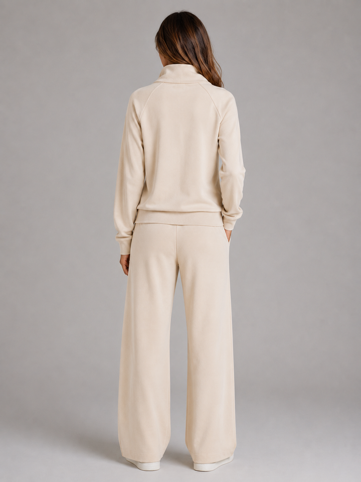 Women's Casual Cotton Blend Half Zip Lounge Set