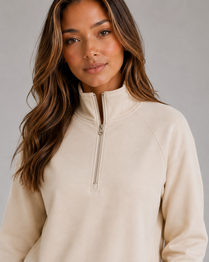 Women's Casual Cotton Blend Half Zip Lounge Set