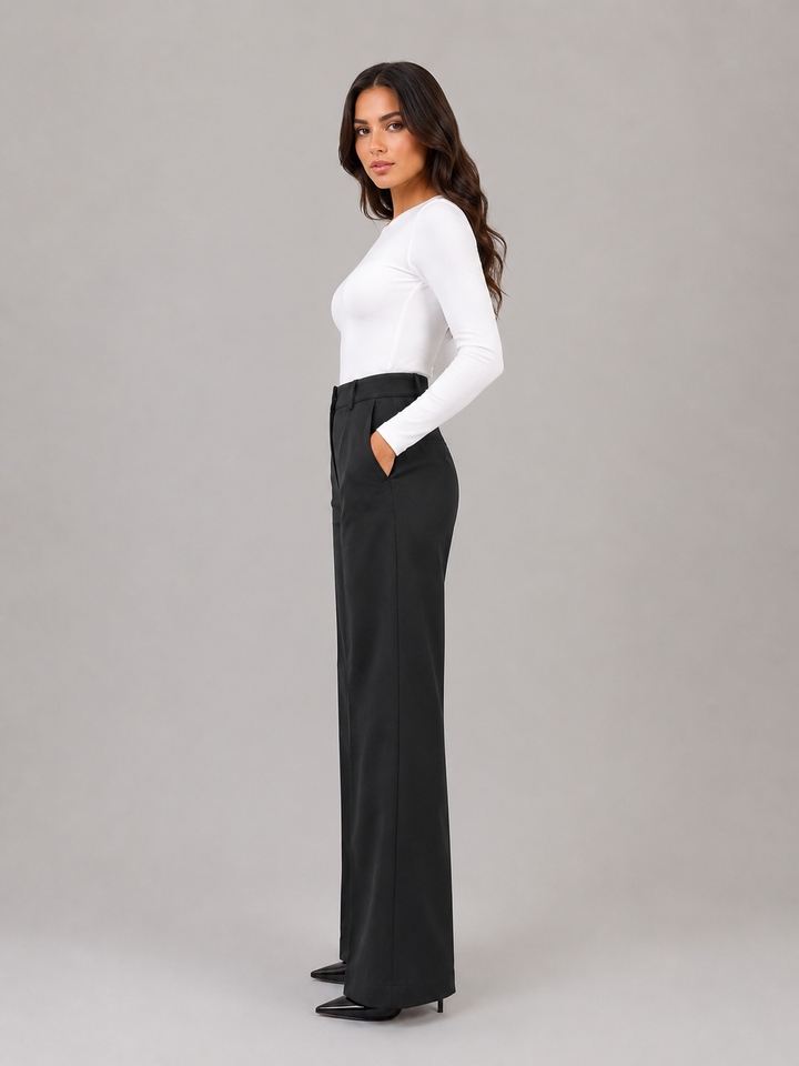 Women's Tailored High Waist Straight Leg Work Trousers