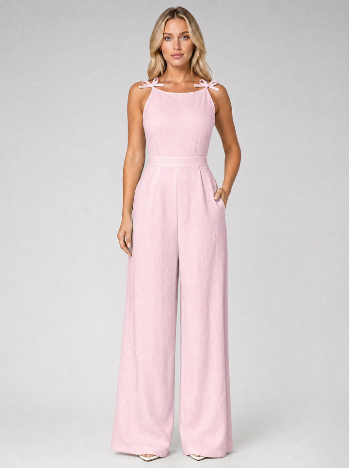 Women's Elegant Jacquard Wide Leg Jumpsuit