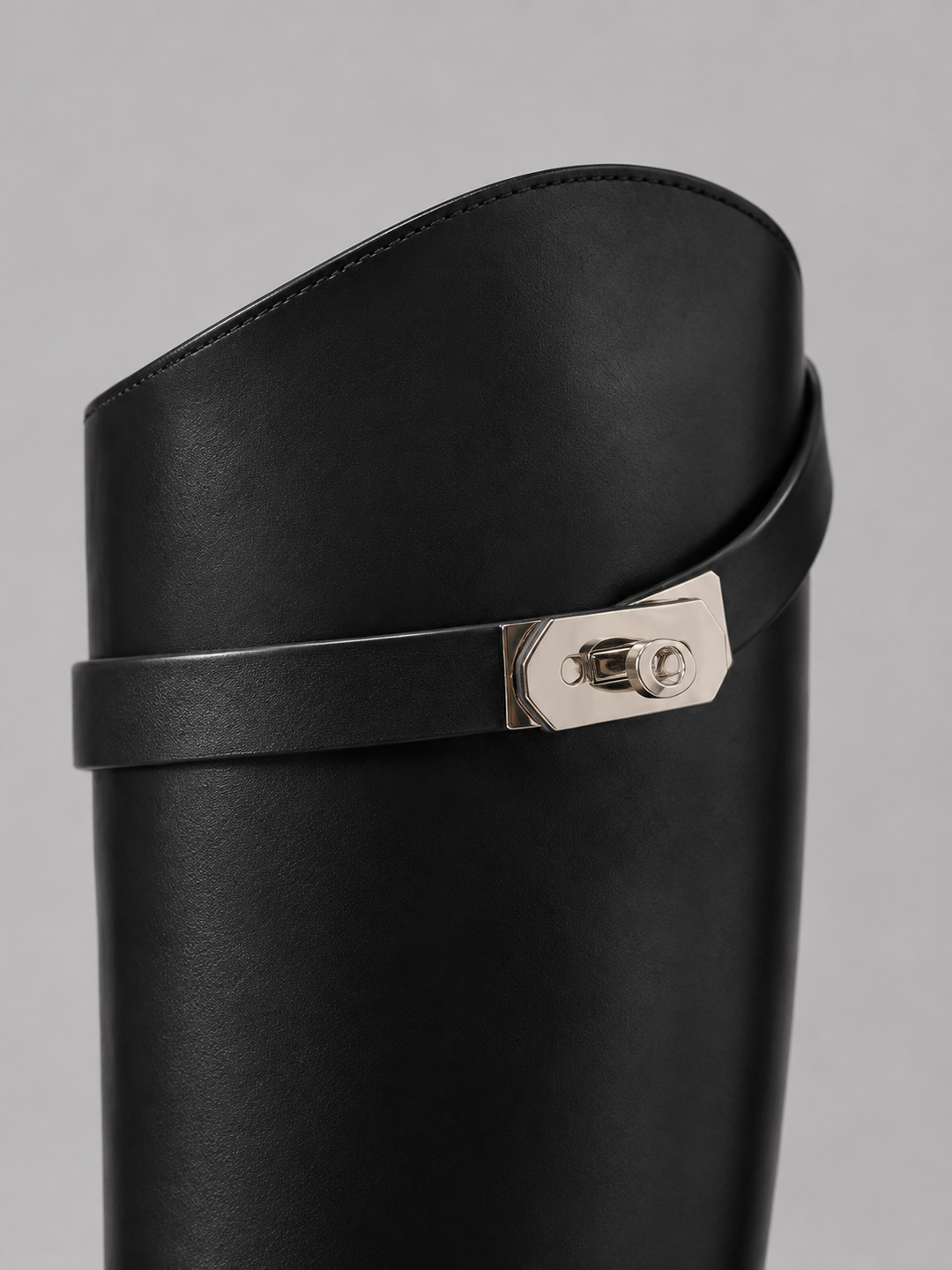 Women's Classic Leather Look Knee High Riding Boots with Buckle Detail