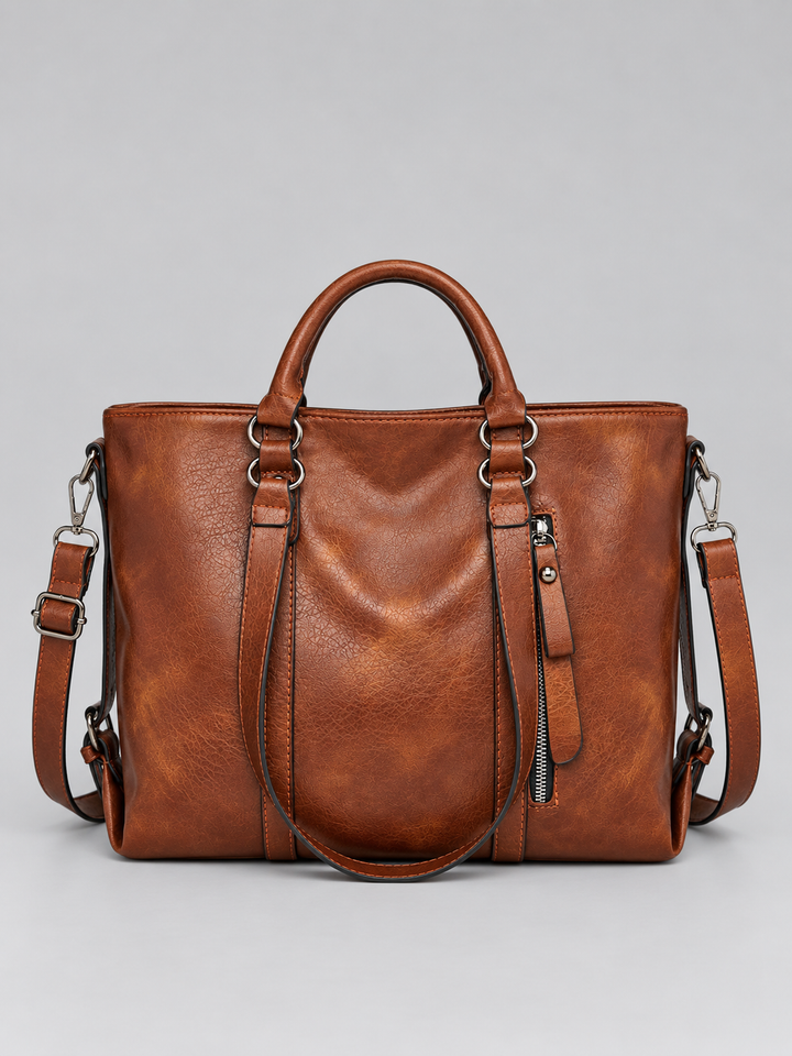 Women's Classic Leather Large Tote Bag with Shoulder Strap