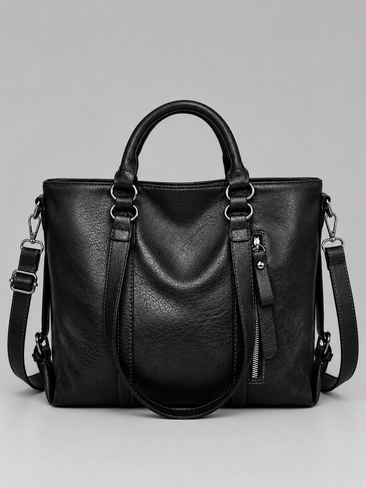 Women's Classic Leather Large Tote Bag with Shoulder Strap