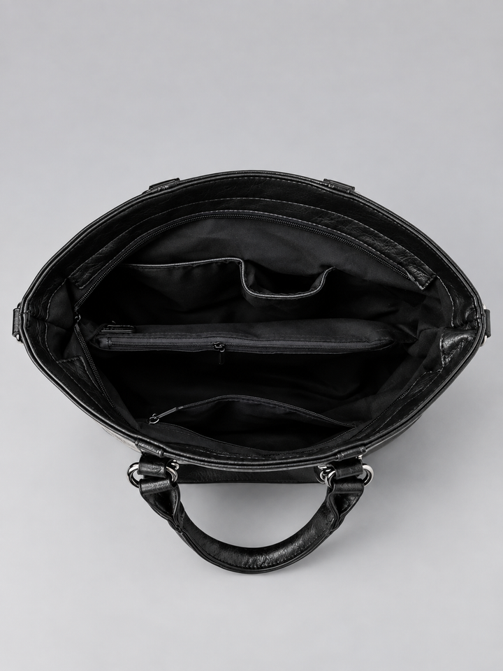 Women's Classic Leather Large Tote Bag with Shoulder Strap