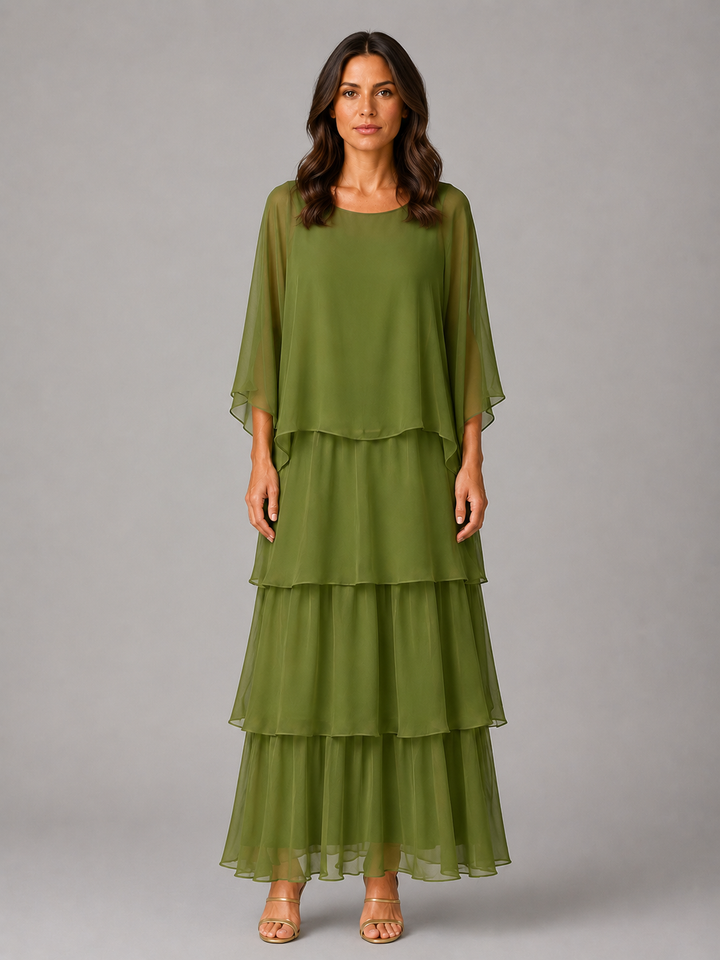 Women's Elegant Layered Chiffon Maxi Dress