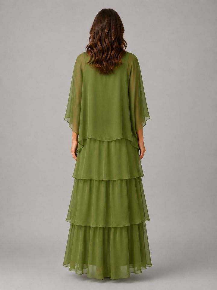 Women's Elegant Layered Chiffon Maxi Dress