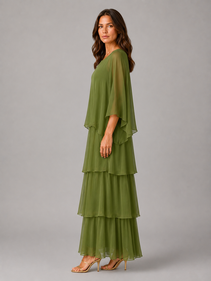Women's Elegant Layered Chiffon Maxi Dress
