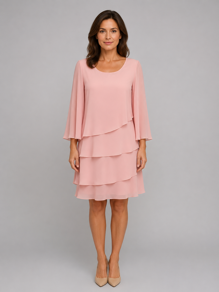 Women's Elegant Layered Chiffon Shift Dress