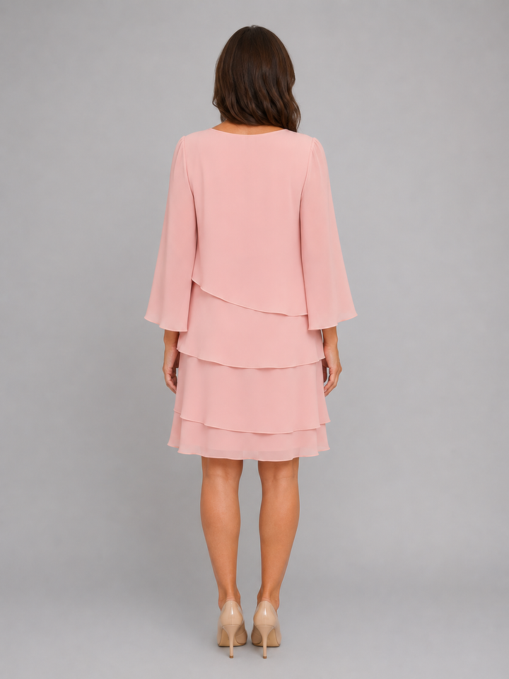 Women's Elegant Layered Chiffon Shift Dress