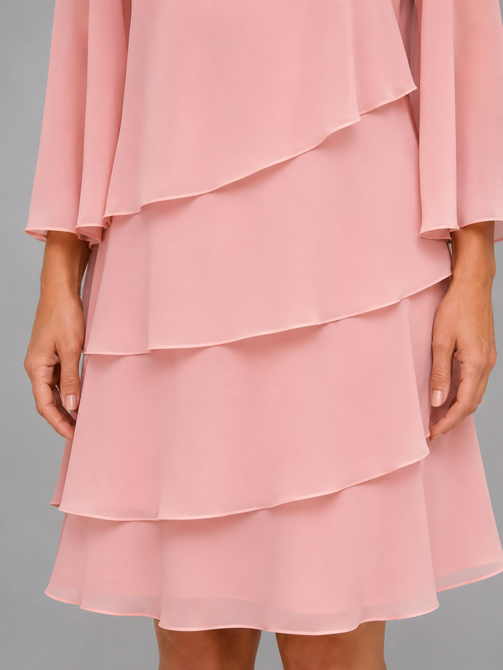 Women's Elegant Layered Chiffon Shift Dress