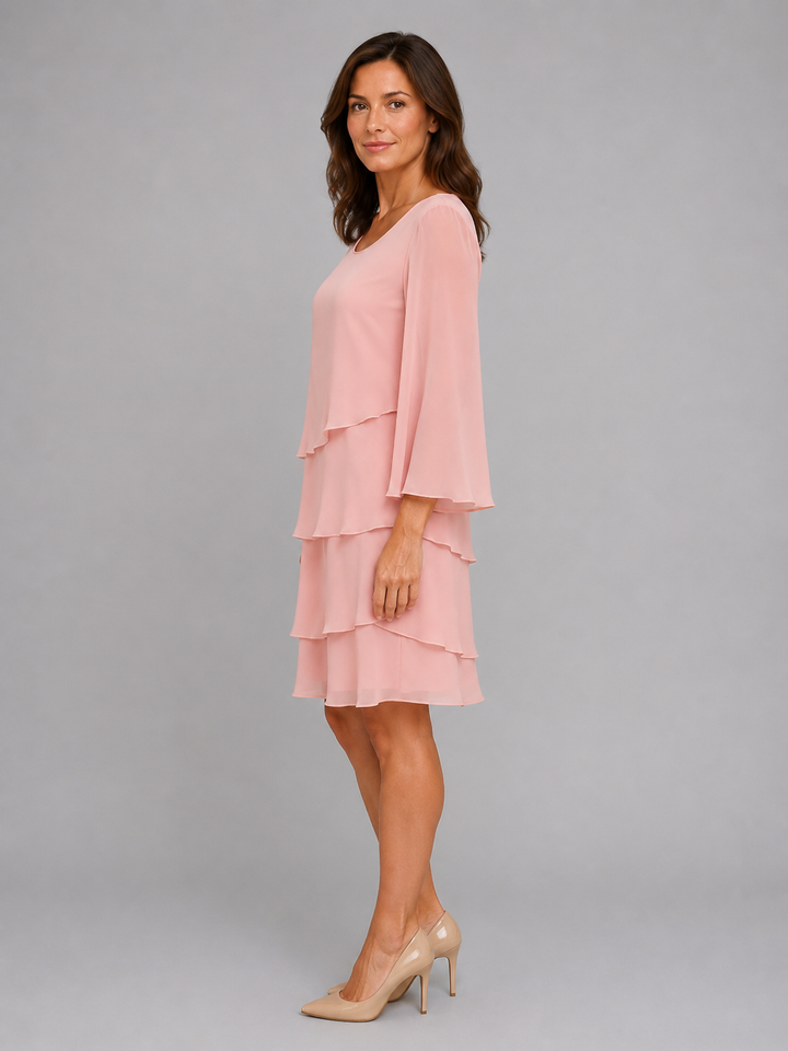 Women's Elegant Layered Chiffon Shift Dress