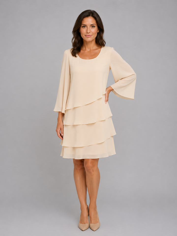 Women's Elegant Layered Chiffon Shift Dress