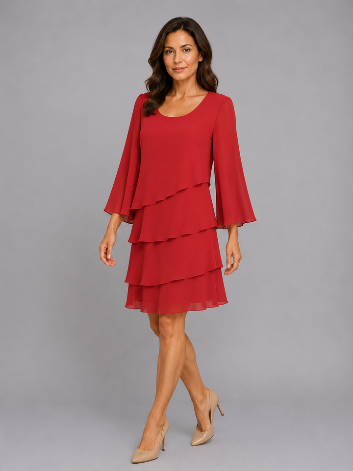 Women's Elegant Layered Chiffon Shift Dress