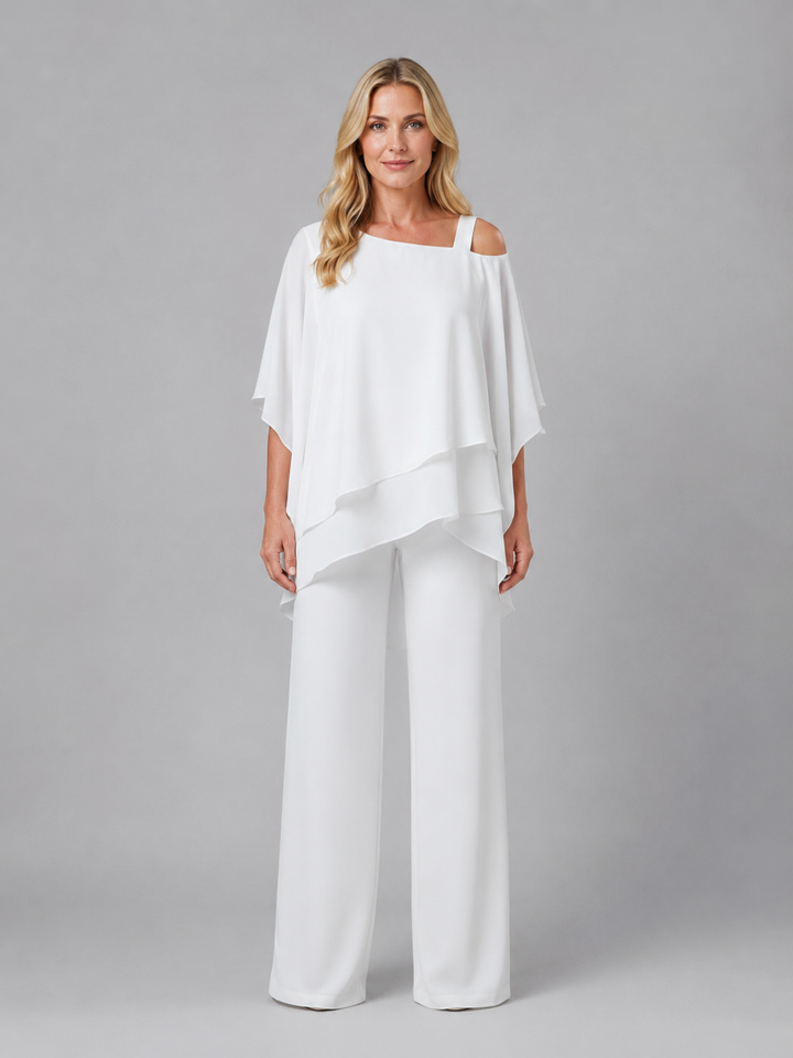 Women's Elegant Layered Chiffon Two-Piece Set