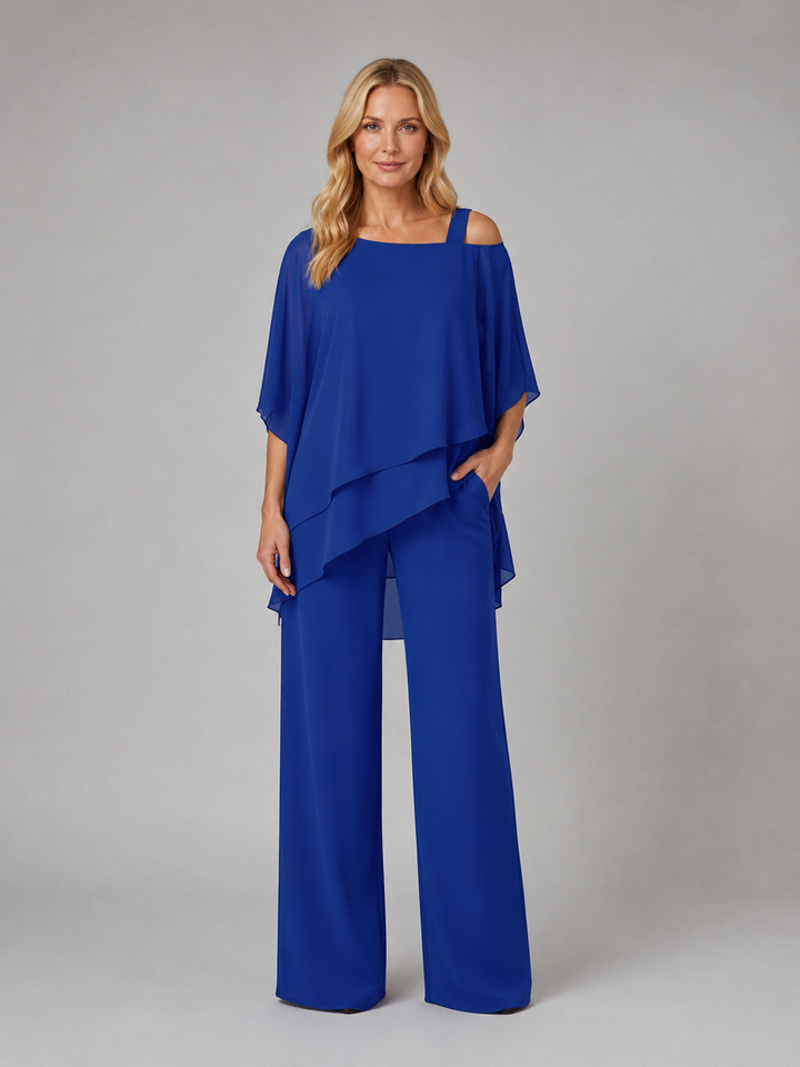 Women's Elegant Layered Chiffon Two-Piece Set