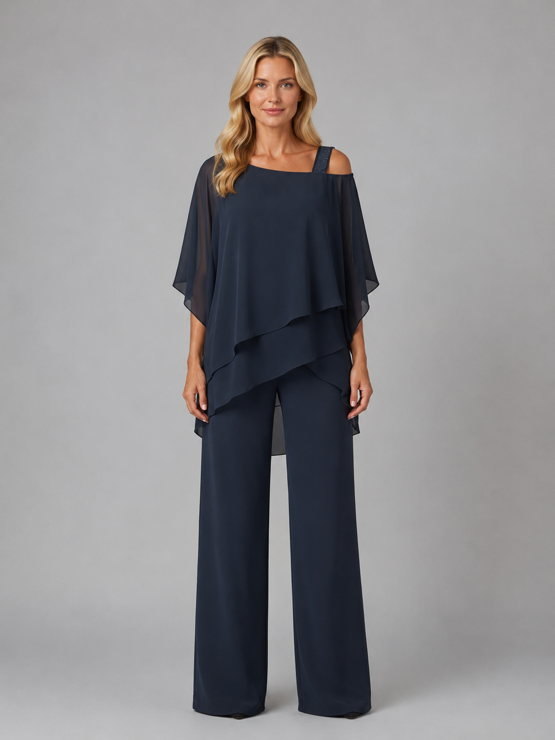 Women's Elegant Layered Chiffon Two-Piece Set