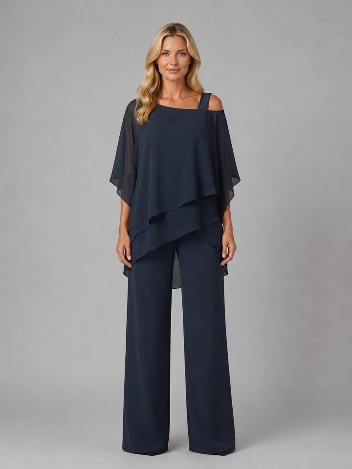 Women's Elegant Layered Chiffon Two-Piece Set