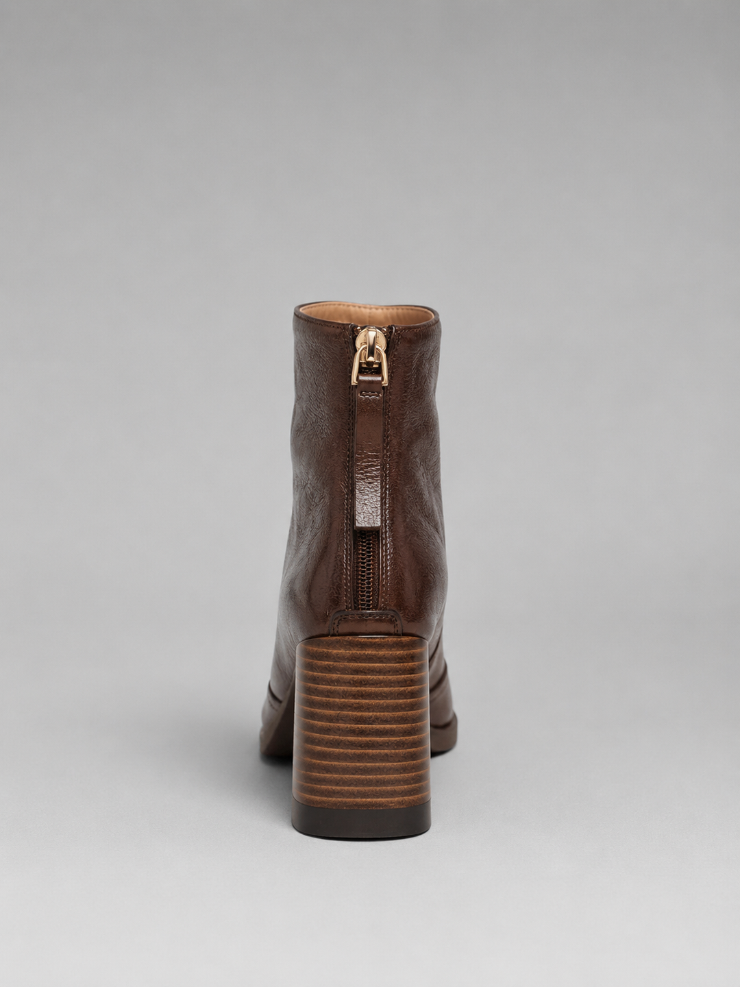 Women's Elegant Leather Block Heel Ankle Boots