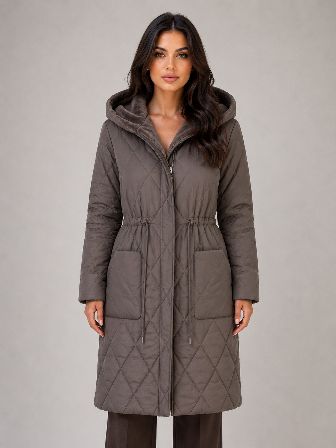Women's Classic Quilted Faux Fur Collar Puffer Coat
