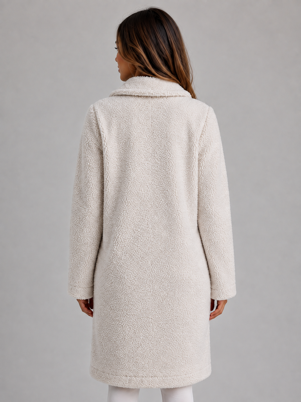 Women's Casual Teddy Fleece Button Front Coat